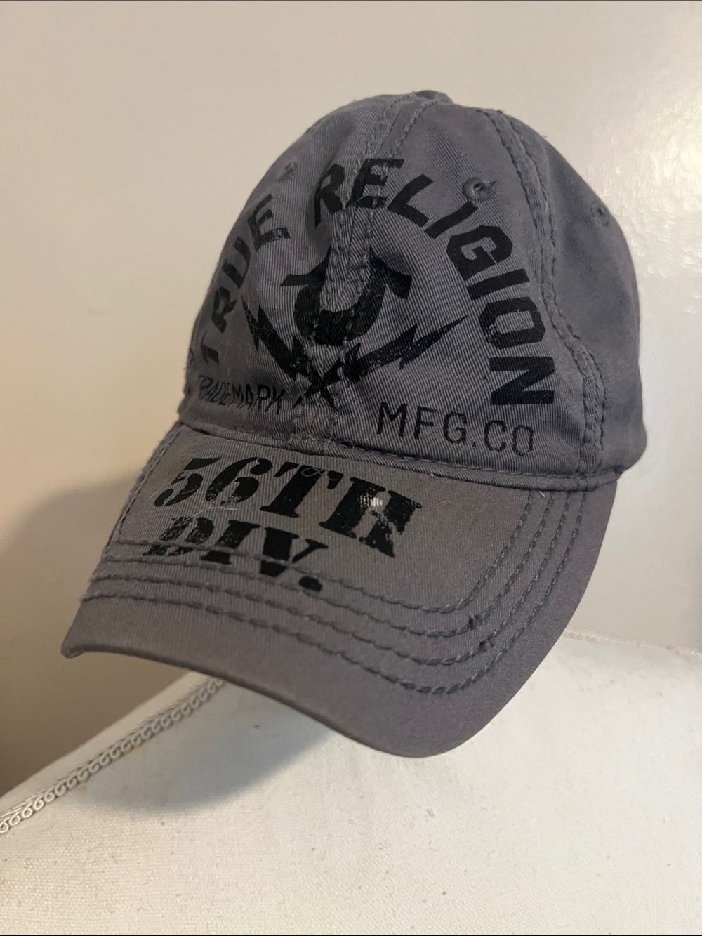 True Religion Charcoal Graphic Logo Baseball Cap